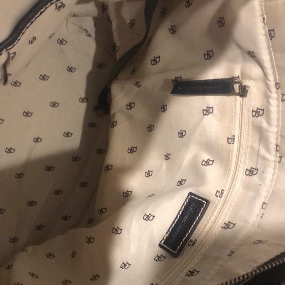 Vintage DOONEY BOURKE Monogram Black Tumbled Leather Two Top Handle Shoulder Bag - Picture 7 of 16